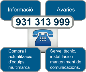 Telèfon del Servei Tècnic Alcatel de Telecon Sistemes: 932289110