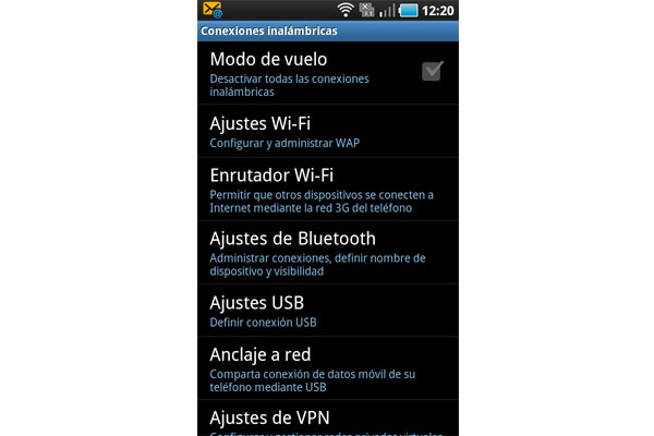 Imagen de la activación del WIFI en el teléfono móvil